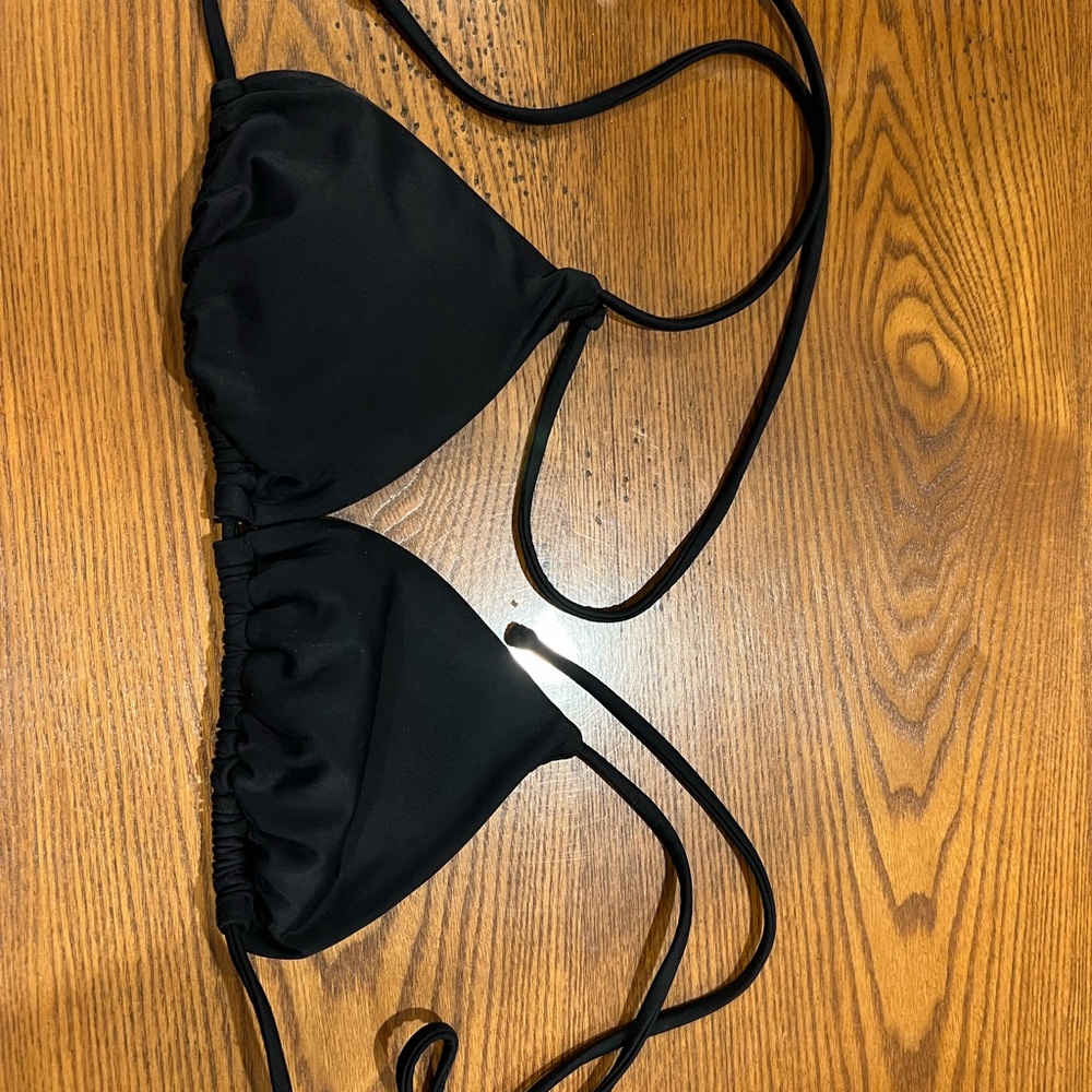 LA Hearts Black Triangle Bikini Top